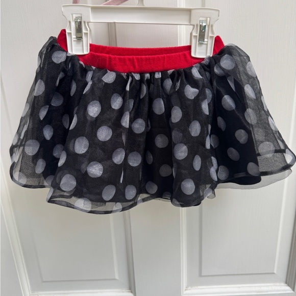 Disney Minnie Mouse 3T Girls Black and White Polka Dot Tulle Skirt - Picture 5 of 6